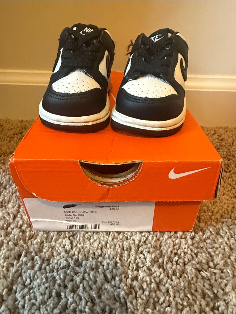 Nike Dunk Kids Black and White Low-Top Sneakers